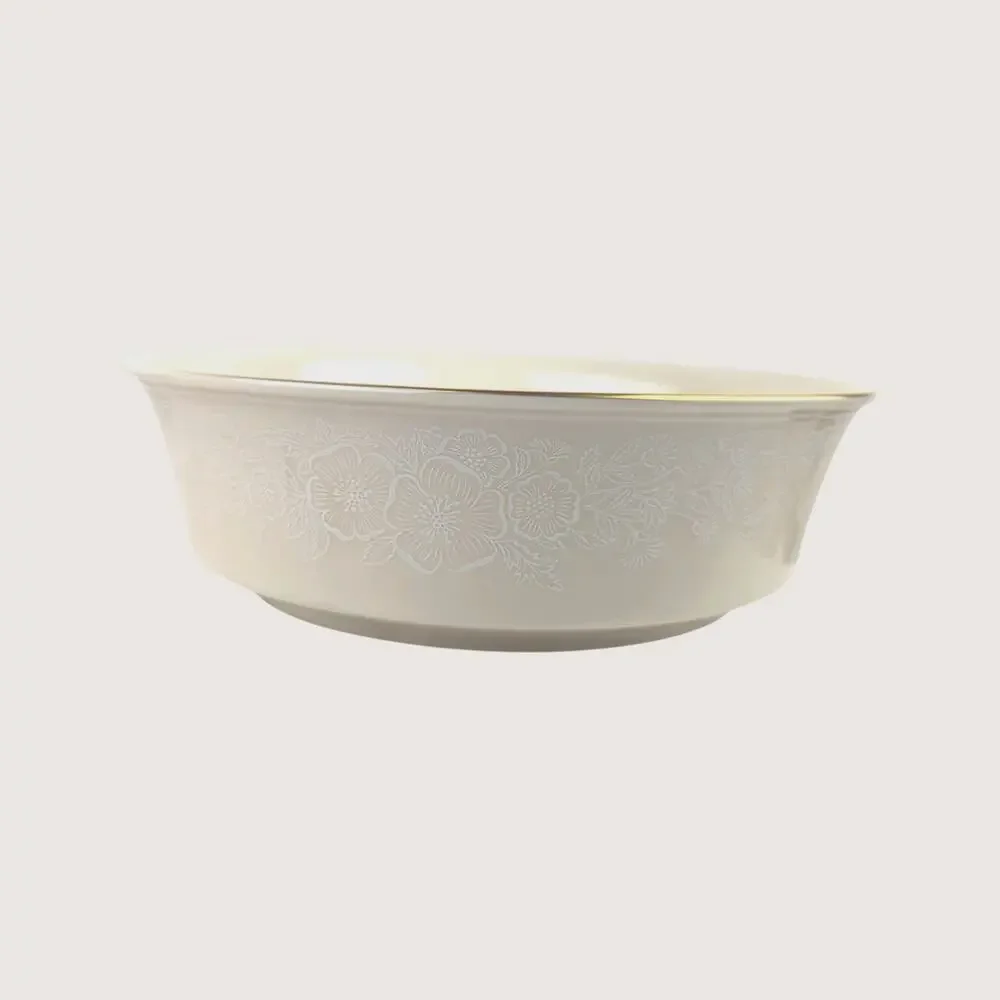 1980s Lenox Porcelain Floral Traditional Serving Bowl